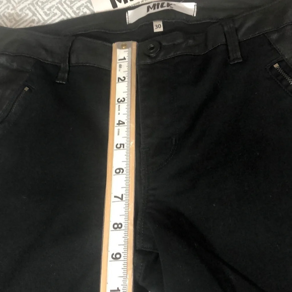 MILK Denim Black Coated Skinny Jeans Zipper Back Ankle  NWT 30 - Picture 7 of 8